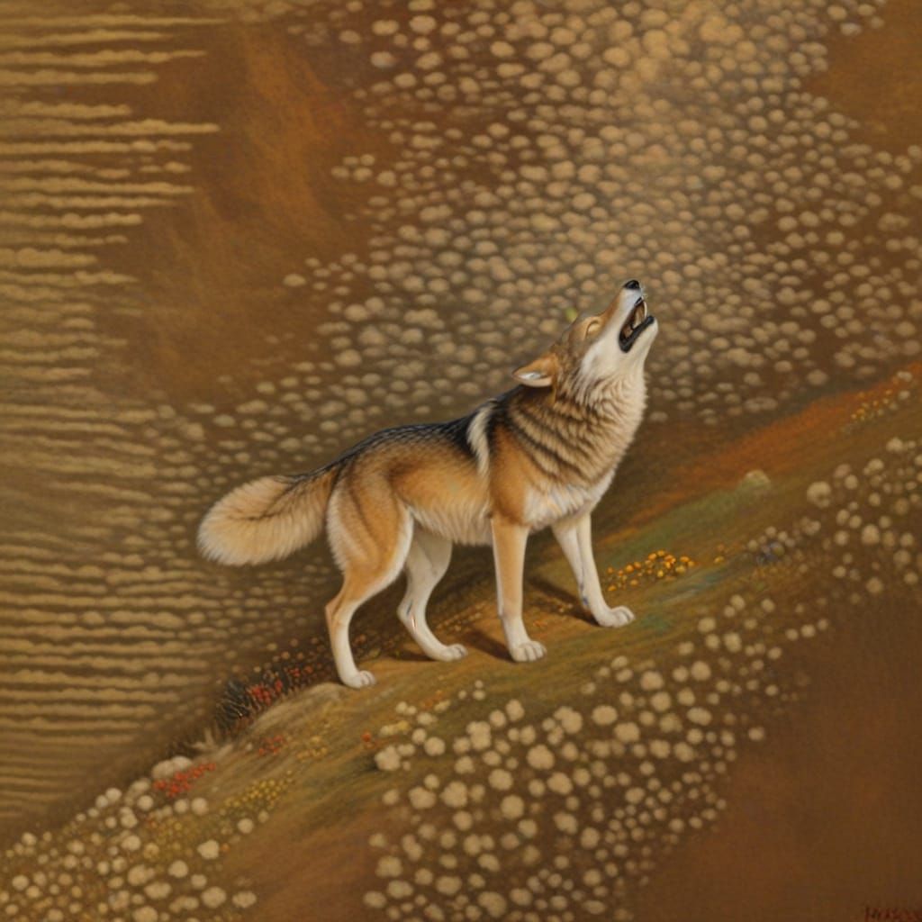 Ethereal Mongolian Wolf in Vibrant Dreamscapes