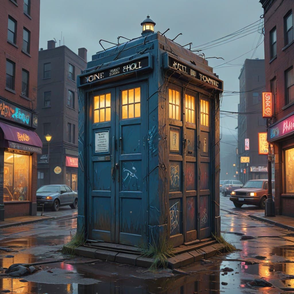 Surreal Steampunk Time Machine in Vibrant Graffiti Style