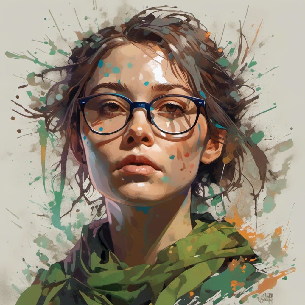 Detailed Portrait with Splatter Graffiti in 8K