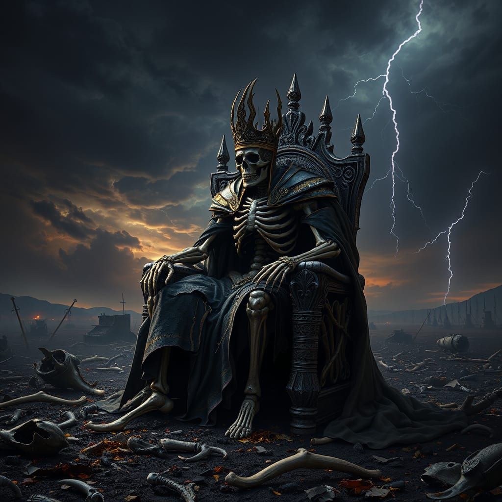 Apocalyptic King Seated on Throne of Bones