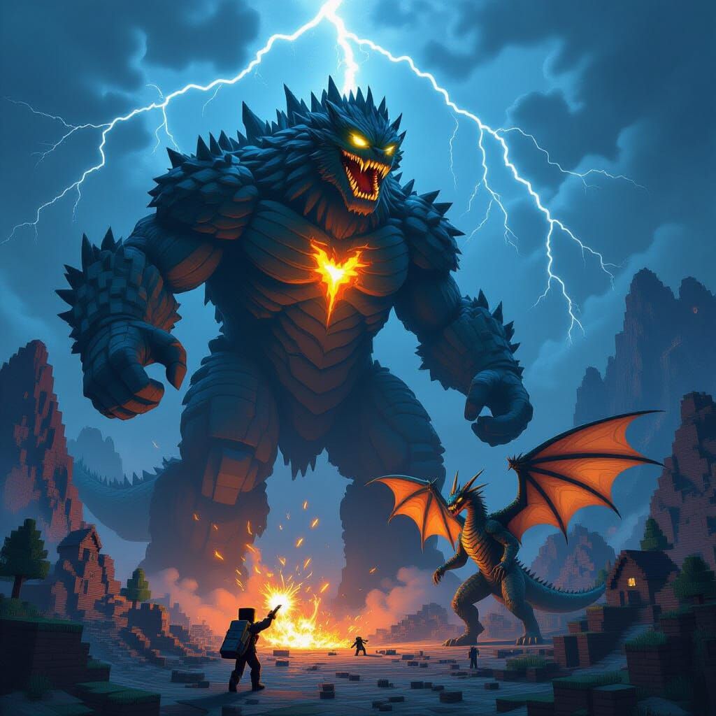 Epic Minecraft Battle: Wardenzilla vs King Ghidorah