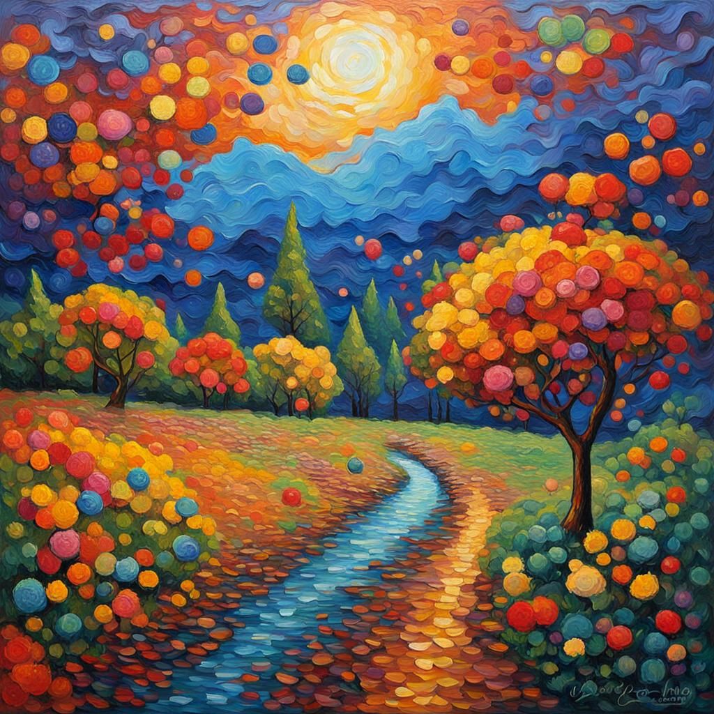 Utopian Dream: Expressionist Oil Painting with Impasto Textu...