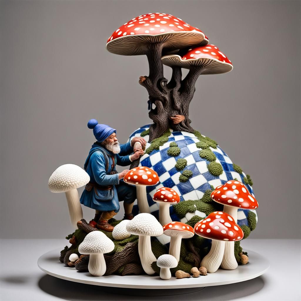 Mushroom Cultivation: Porcelain Sculpture in Modern Art Styl...
