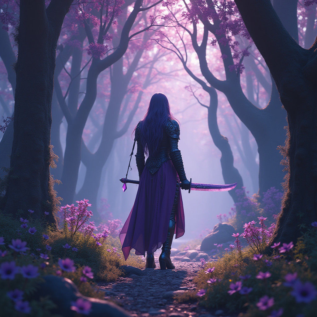 Mystical Soulknife Rogue Emerges from Ancient Forest