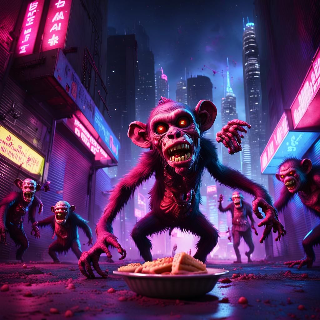 Cyberpunk Zombie Monkey Clowns Pie Fight