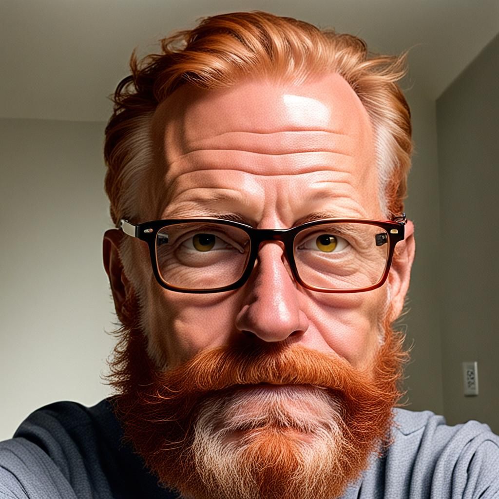 Selfie of a 40-Year-Old Man with Red Beard