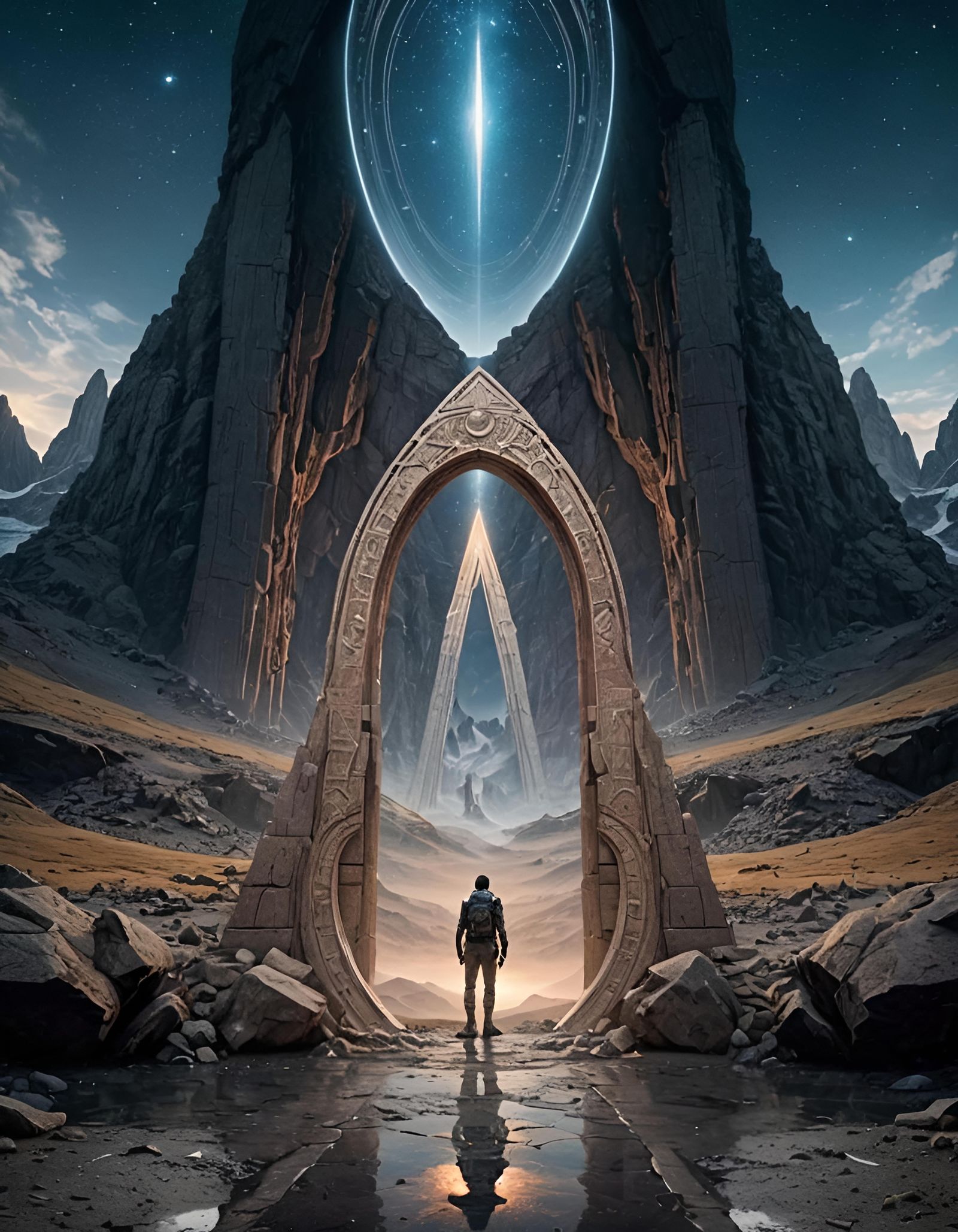 Stargate Portal to Another World in Mountains