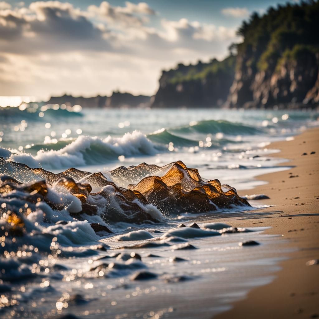 Picturesque Shoreline Waves in Professional Photography