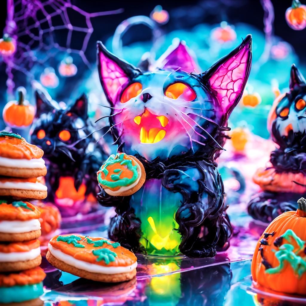 Halloween Cookies in Manga Style with Icing Motifs