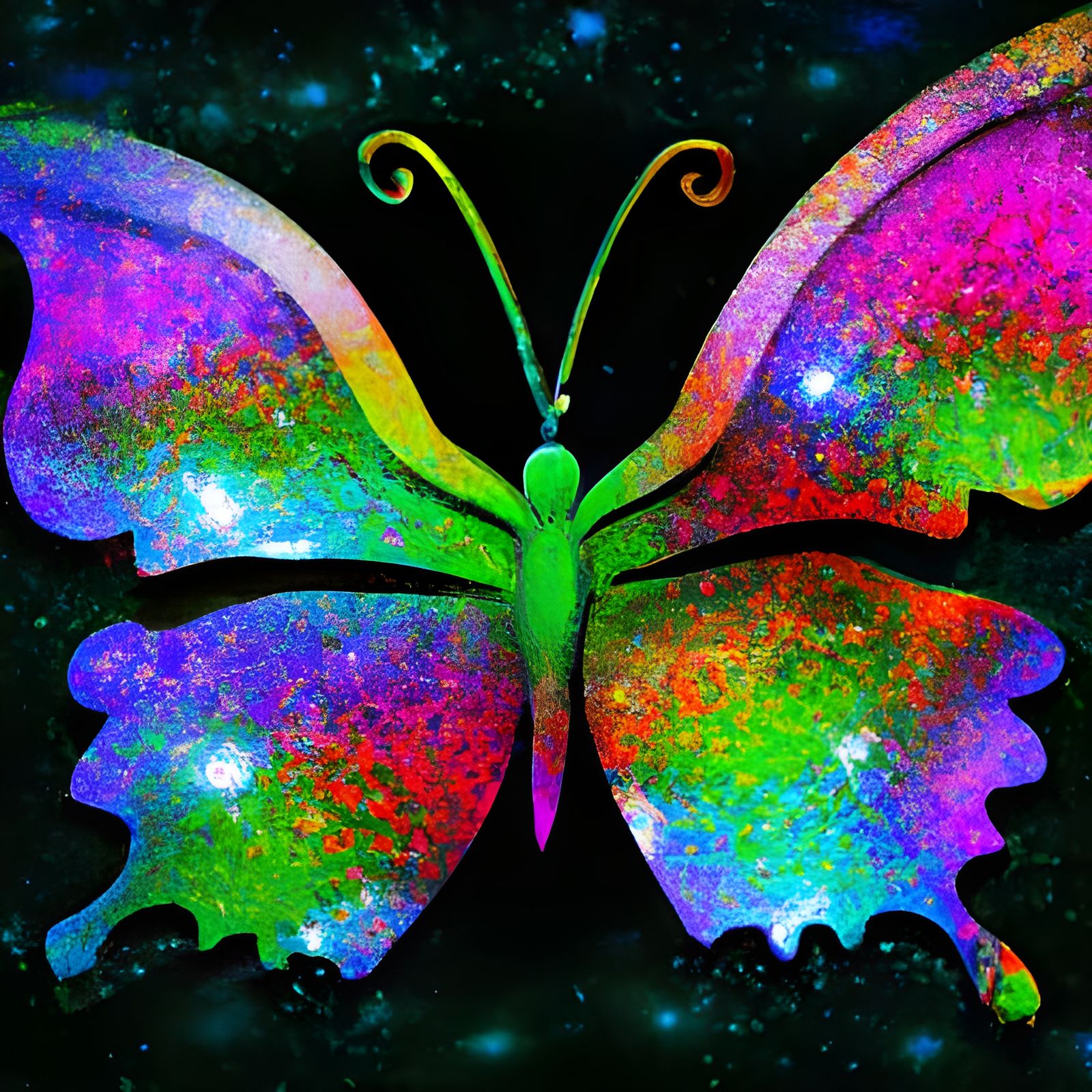 Rainbow Butterfly with Glitter Wings: Fantasy Illustration