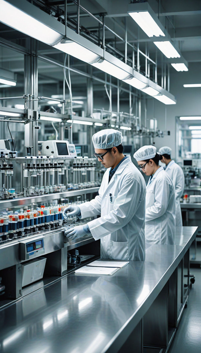 Industrial Pharmaceutical Factory in High-Key Lighting
