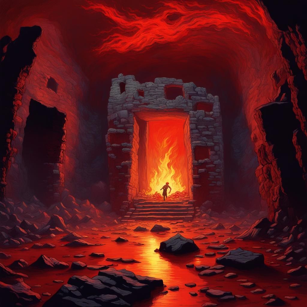 Cursed Cave of Lost Souls in Post-Impressionist Style