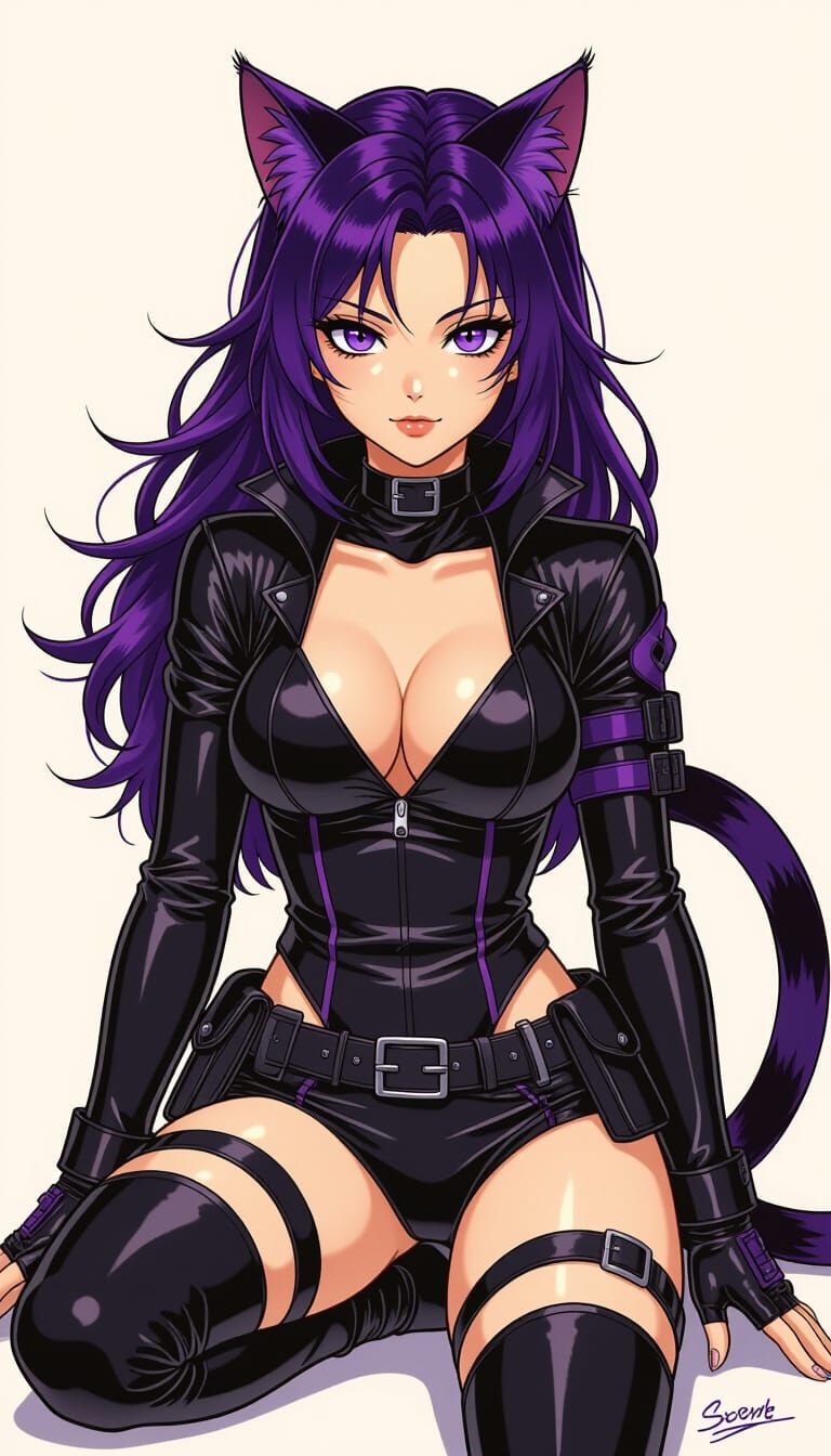 Anime Cat Burglar with Violet Eyes