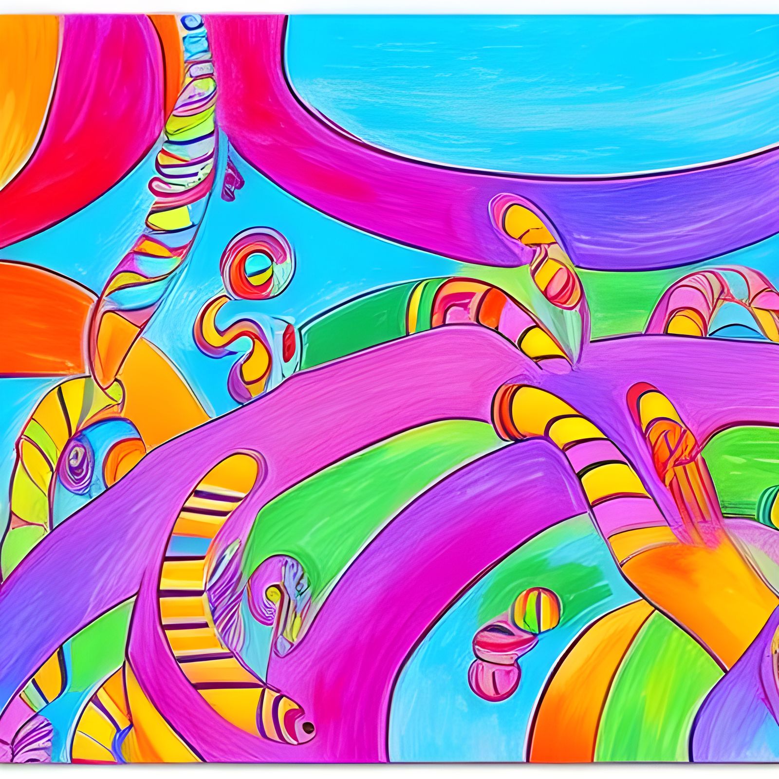 Colorful Candyland Wonderland Gouache Painting