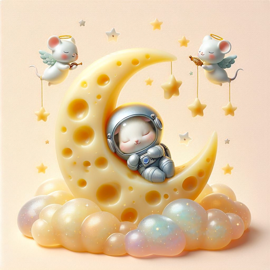 Astronaut Mouse Dream on a Cheese Moon