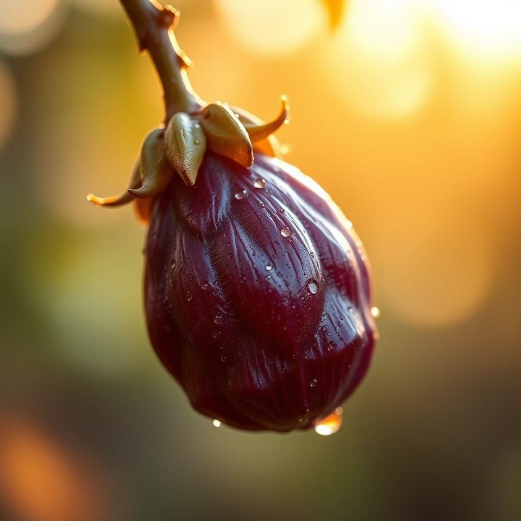 Exotic Hybrid Grape-Coconut Fruit Glistening with Dew