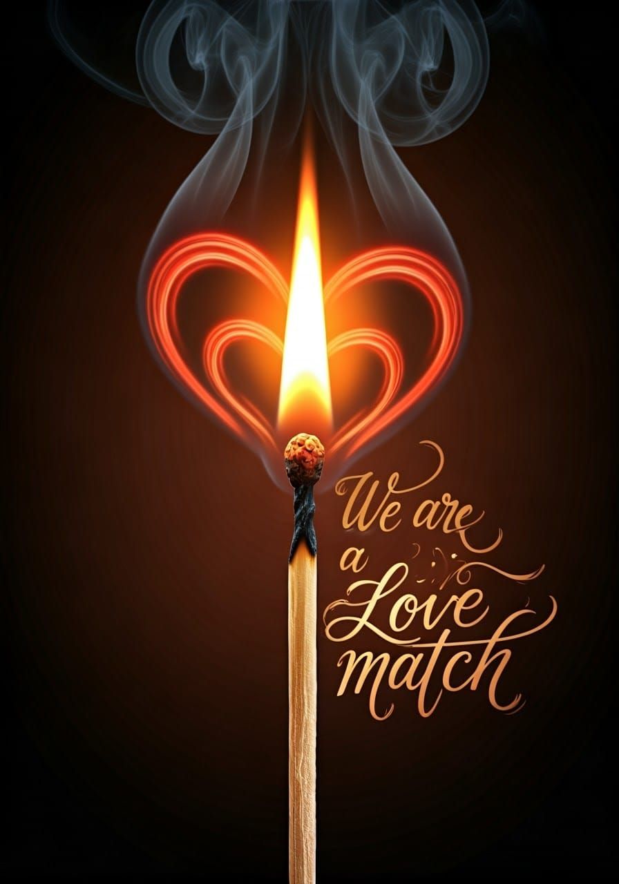 Golden Love Match in Whimsical Calligraphy
