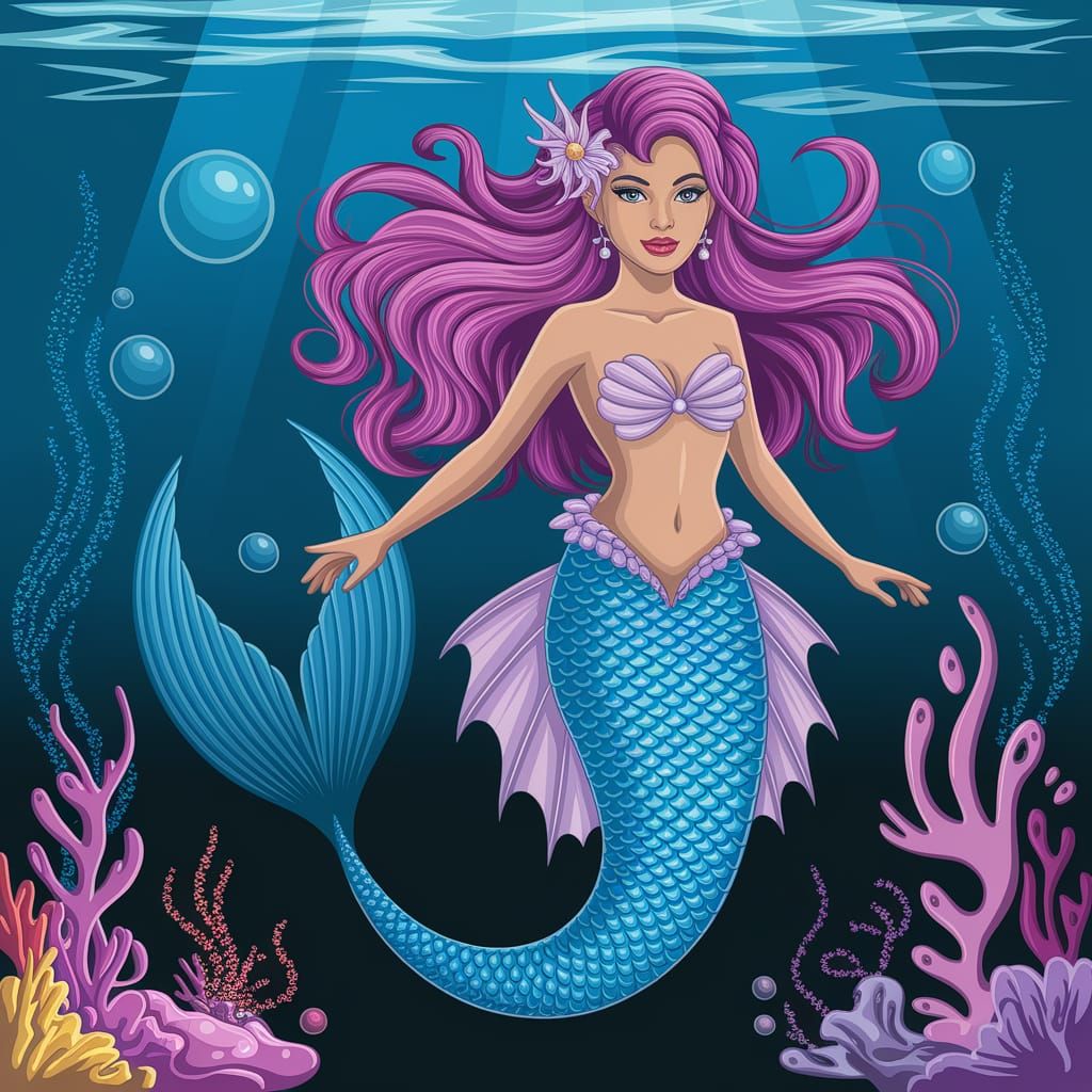 Ethereal Mermaid Goddess in the Ocean Depths