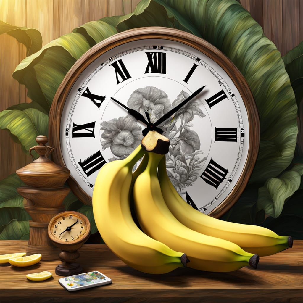 Elegant Bananas Amidst Whimsical Clockwork
