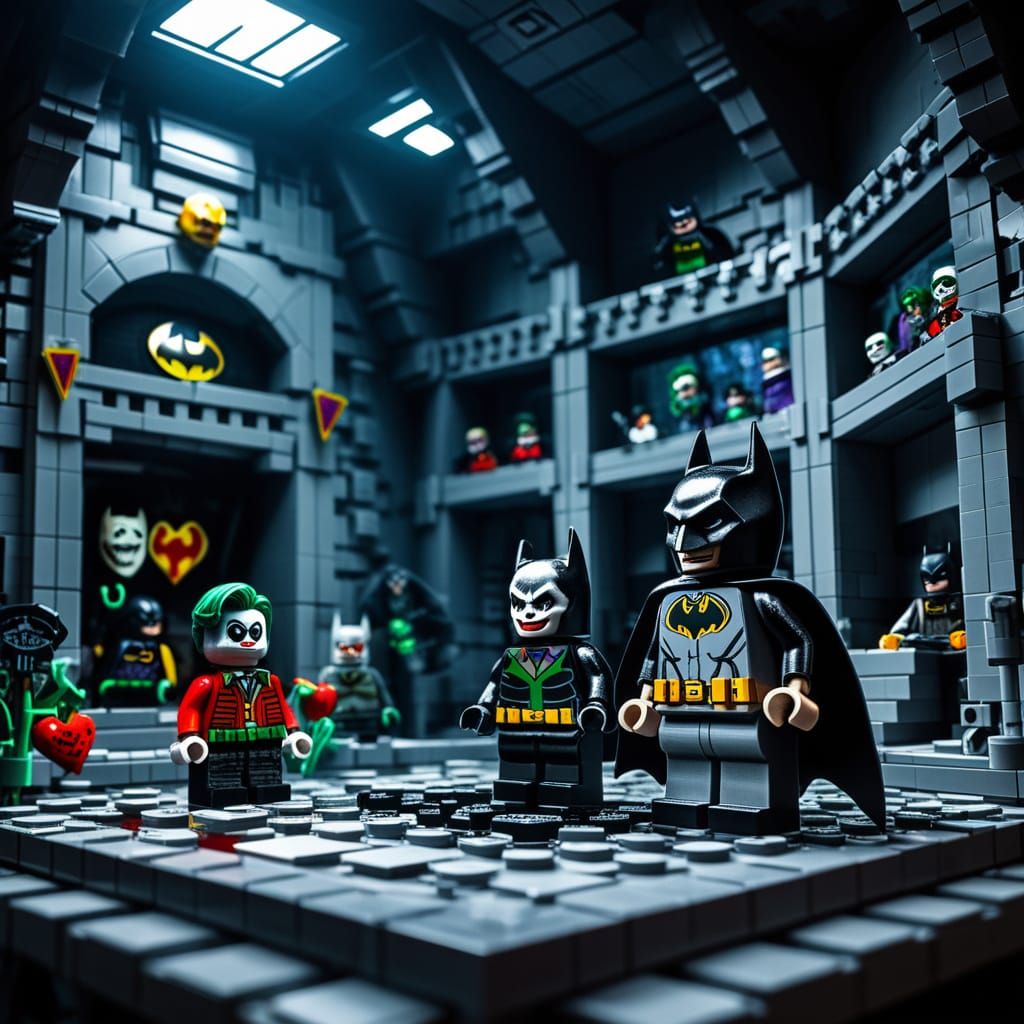 Lego Villains Plotting in Batcave with Batman