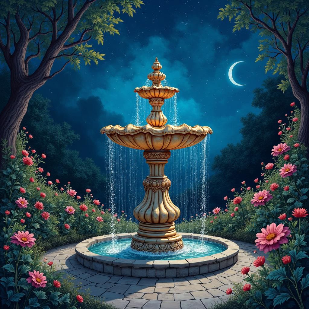 Fountain in a harmonious garden