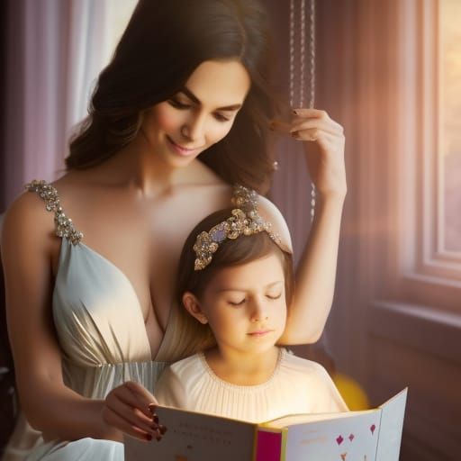 Radiant Mother and Daughter Reading, Detailed Rendering