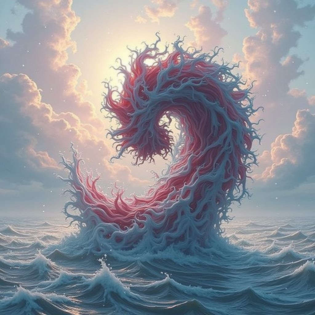 Abstract Red Swirling Forms