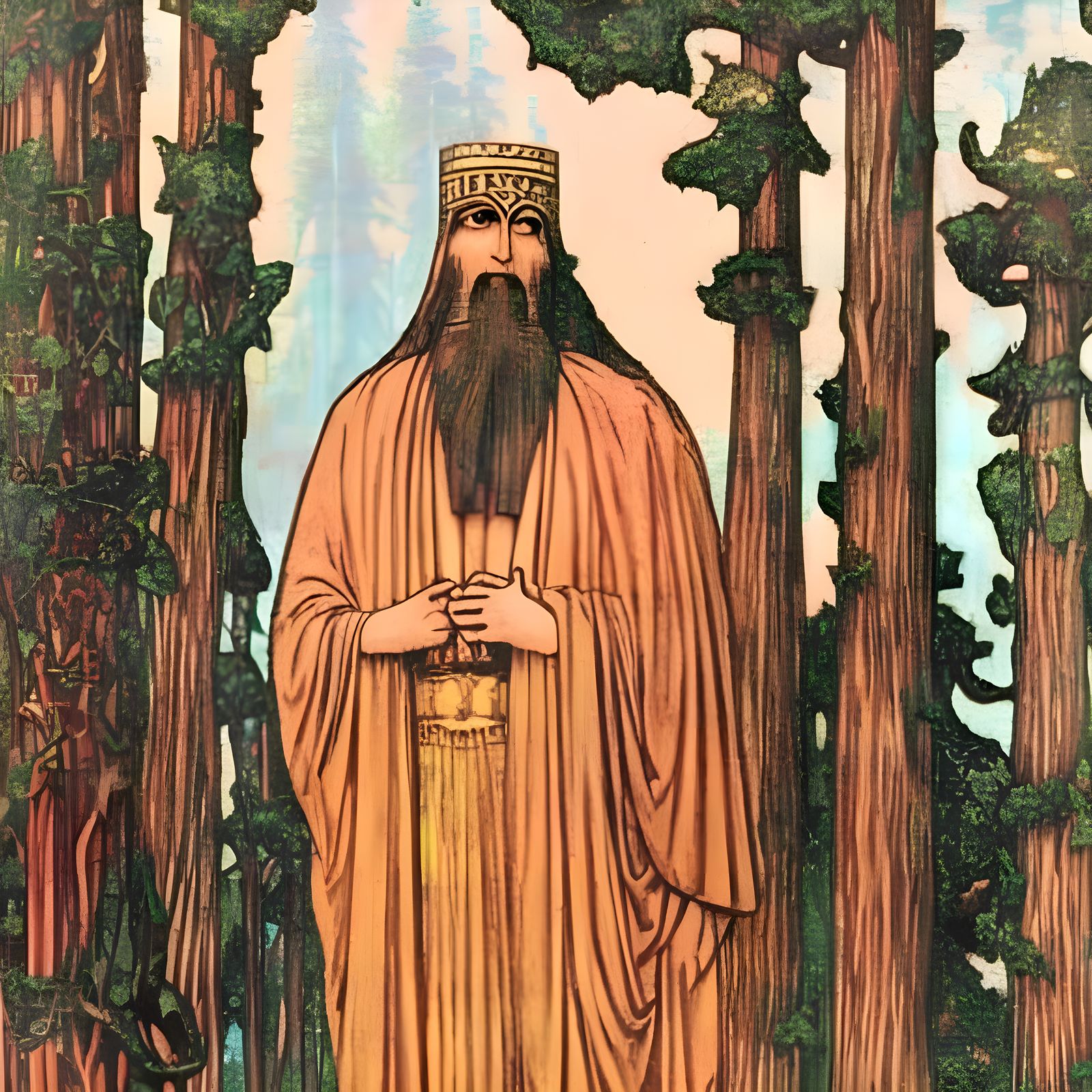 Gilgamesh in Cedar Forest: Art Nouveau Style