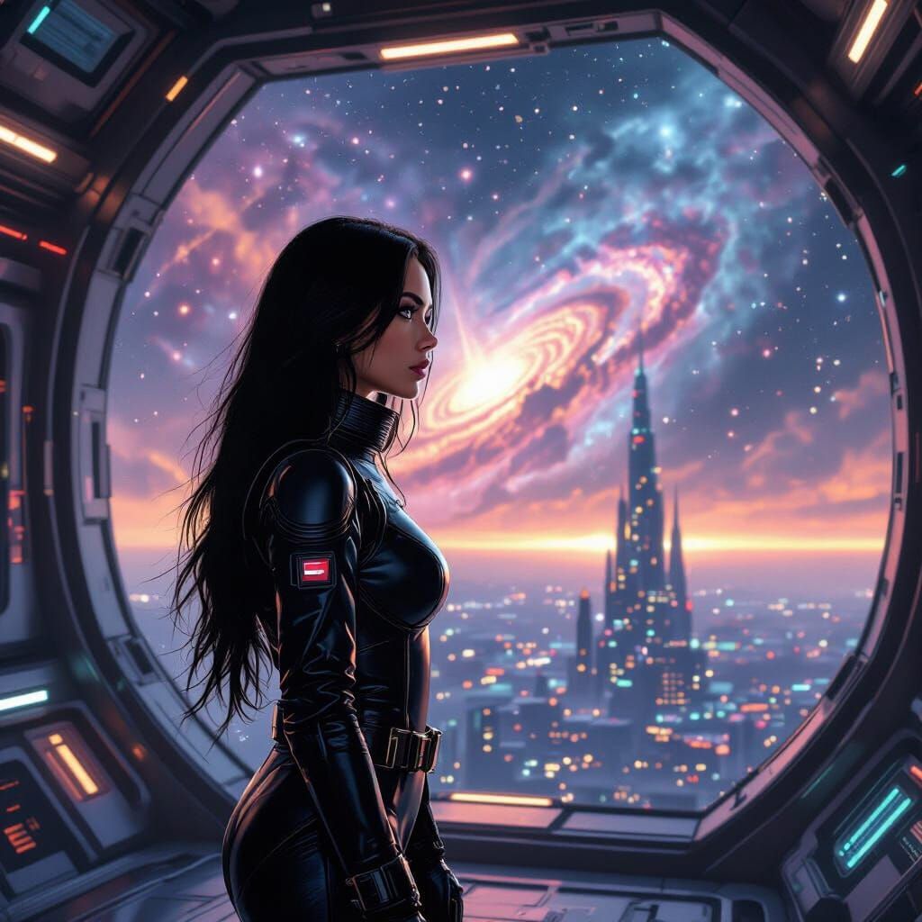 Astronaut in Futuristic Space Station, Evocative Composition