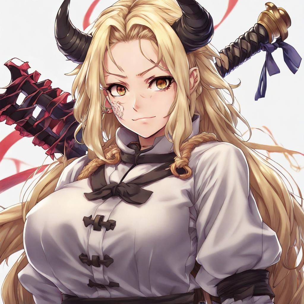 Blonde Female Demon Slayer in Anime Style