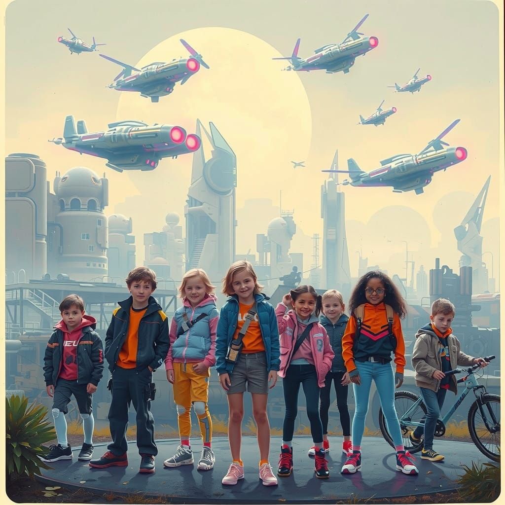 Future Retro Kids in Dystopian Summer Paradise