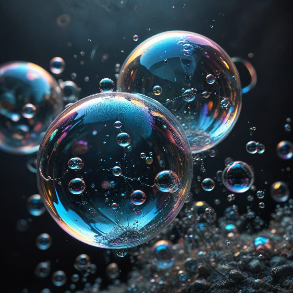 Vibrant Soap Bubbles in Hyperrealistic Detail