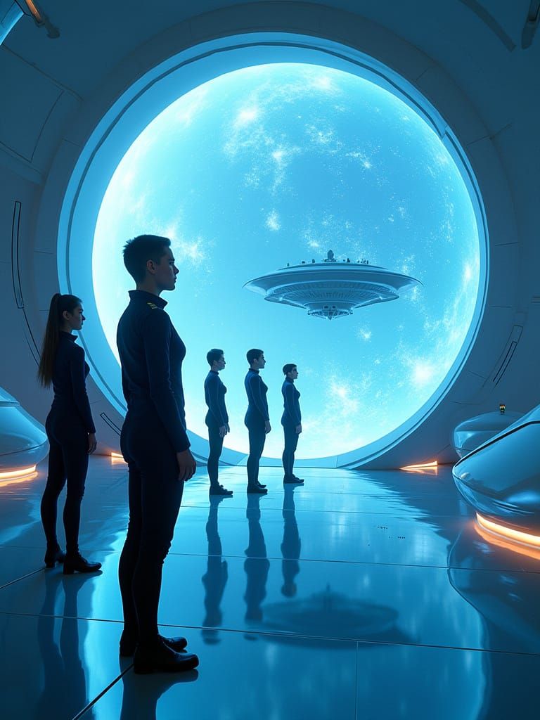 Futuristic Space Academy Training Holographic Pilots