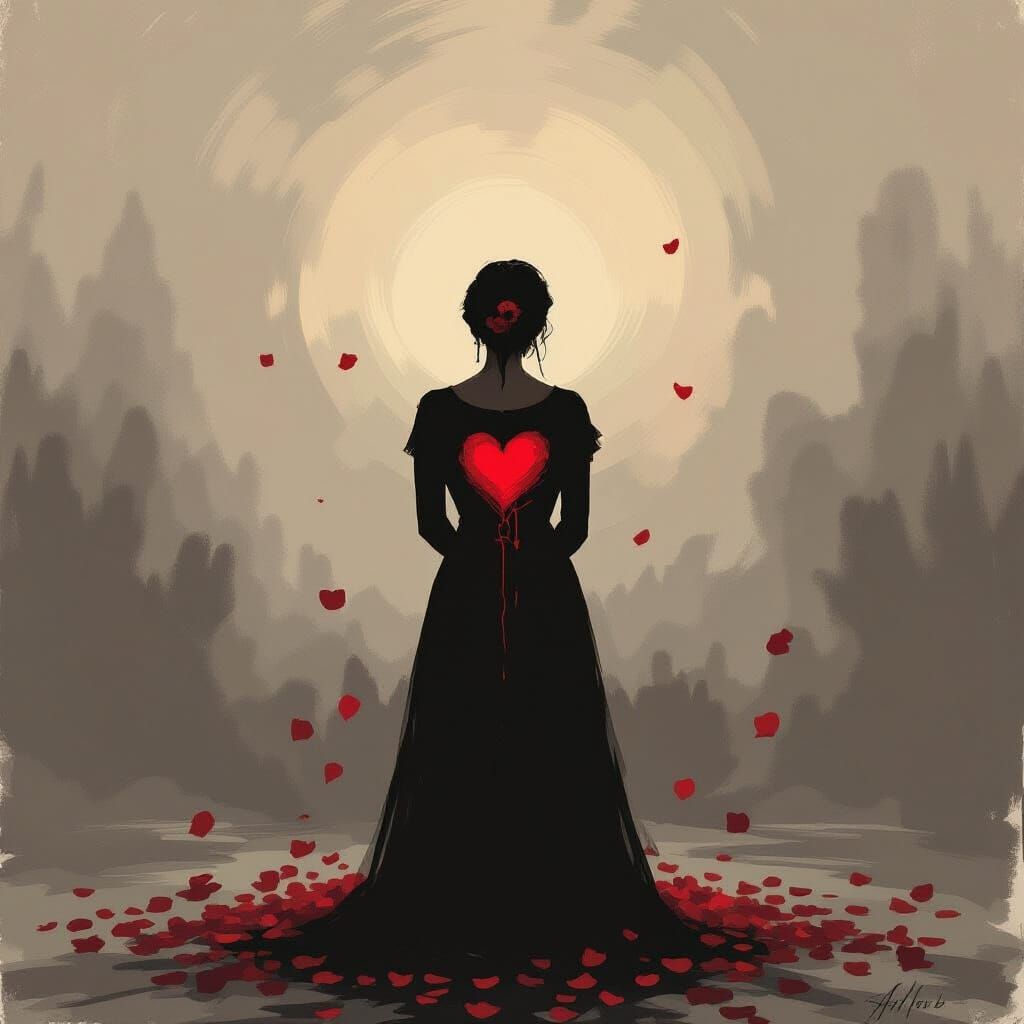 Shattered Heart in a Melancholic Scene