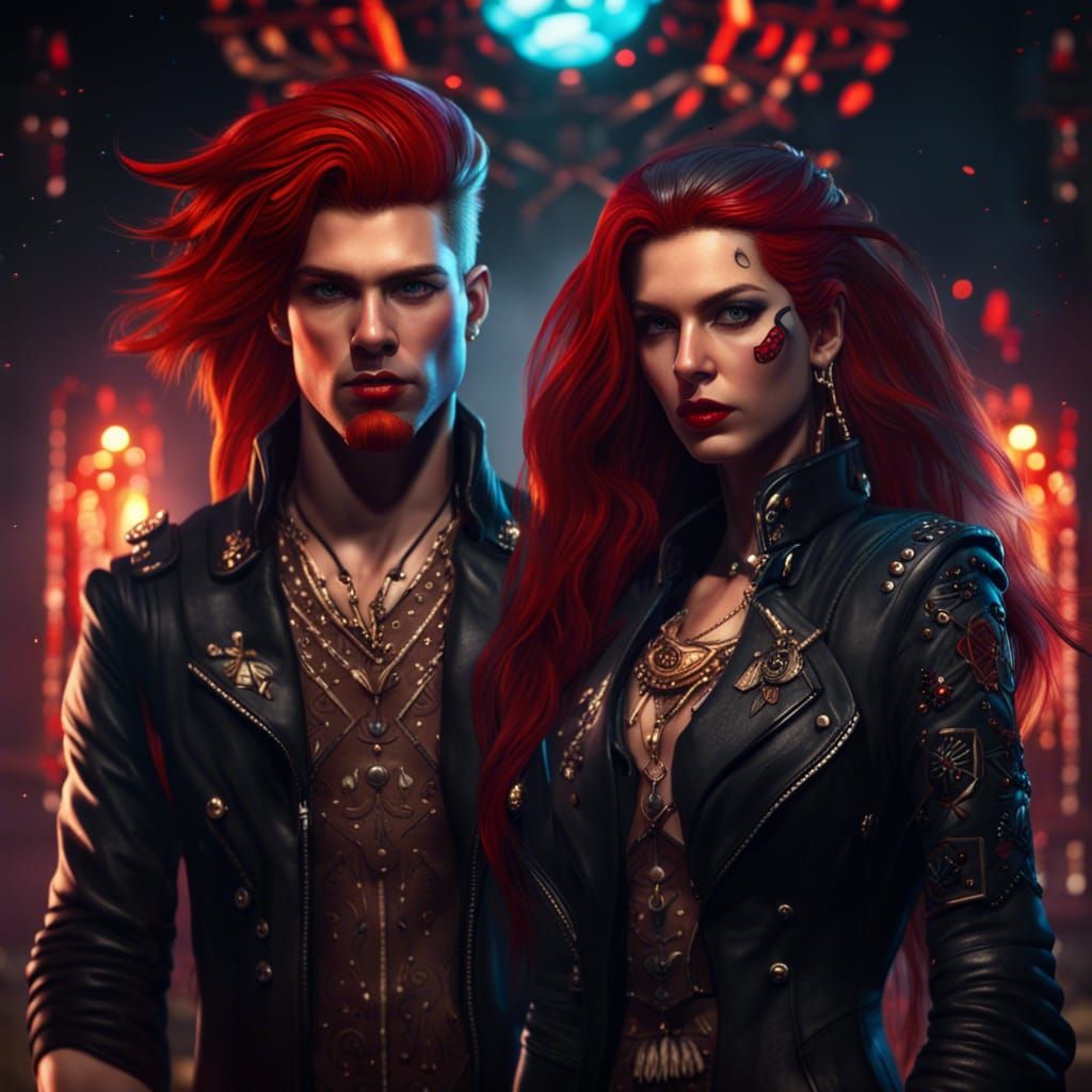 Glam Rock Siblings in Cinematic Art Style