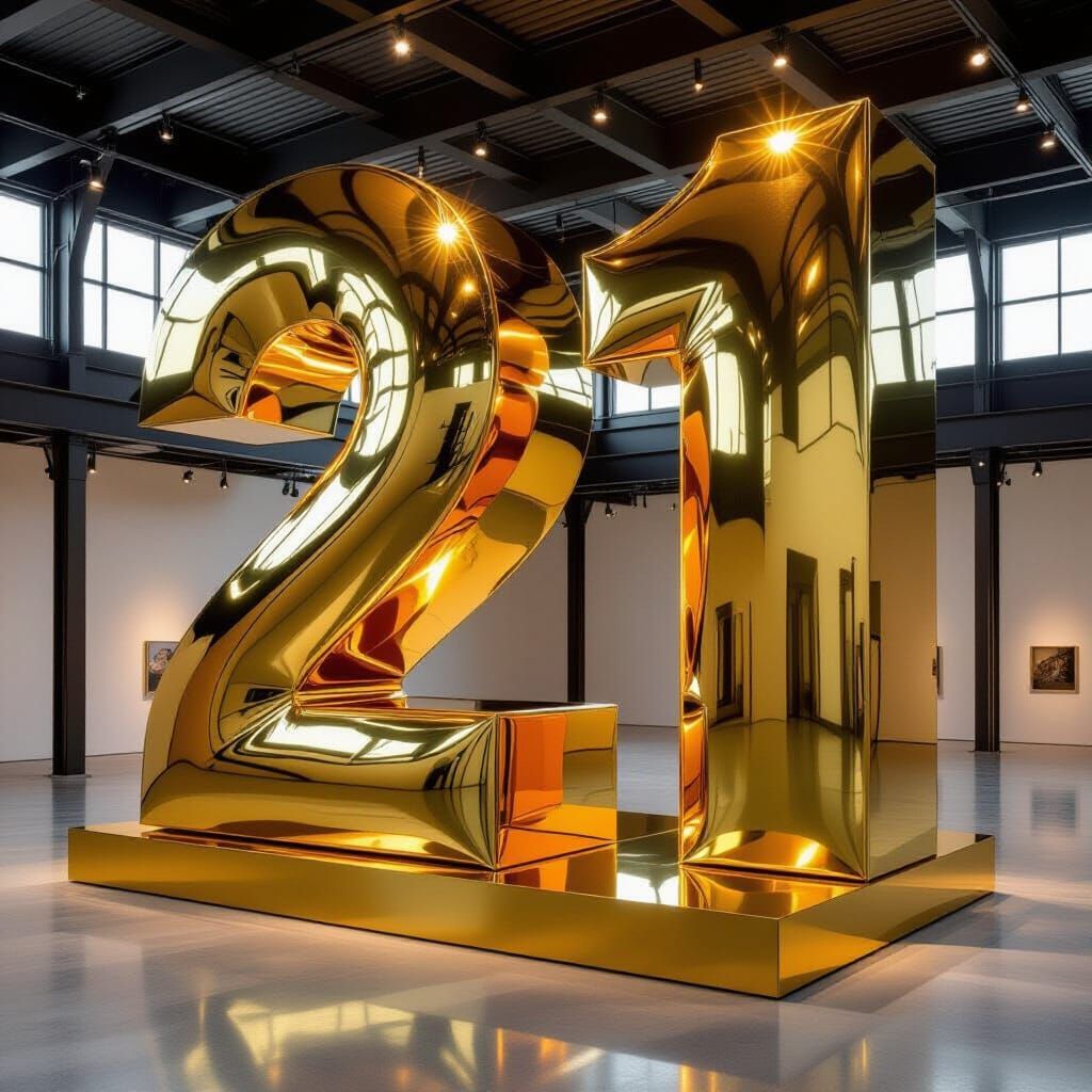 Monumental Gold #21 Sculpture, Hyperrealistic Style