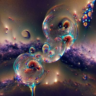 Iridescent Cosmic Bubbles Floating in Space