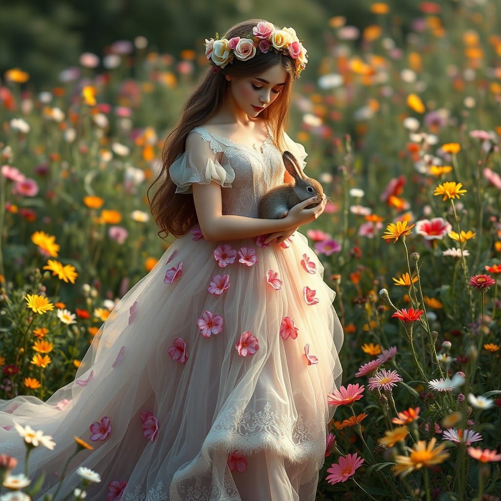 Enchanted Lady in Vibrant Garden