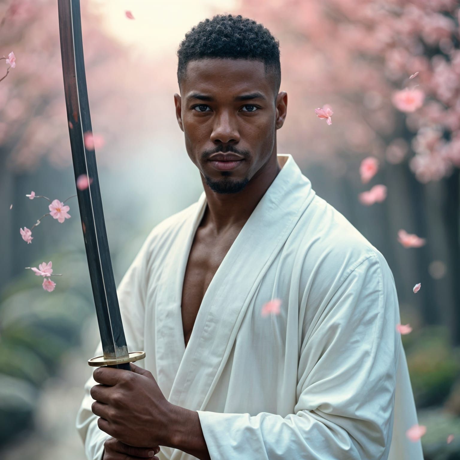 Ethereal Deity in Zen Garden: Hyperrealistic Vogue Portrait