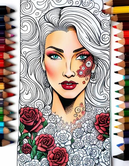 Floral Line Art Coloring Page for Art Therapy