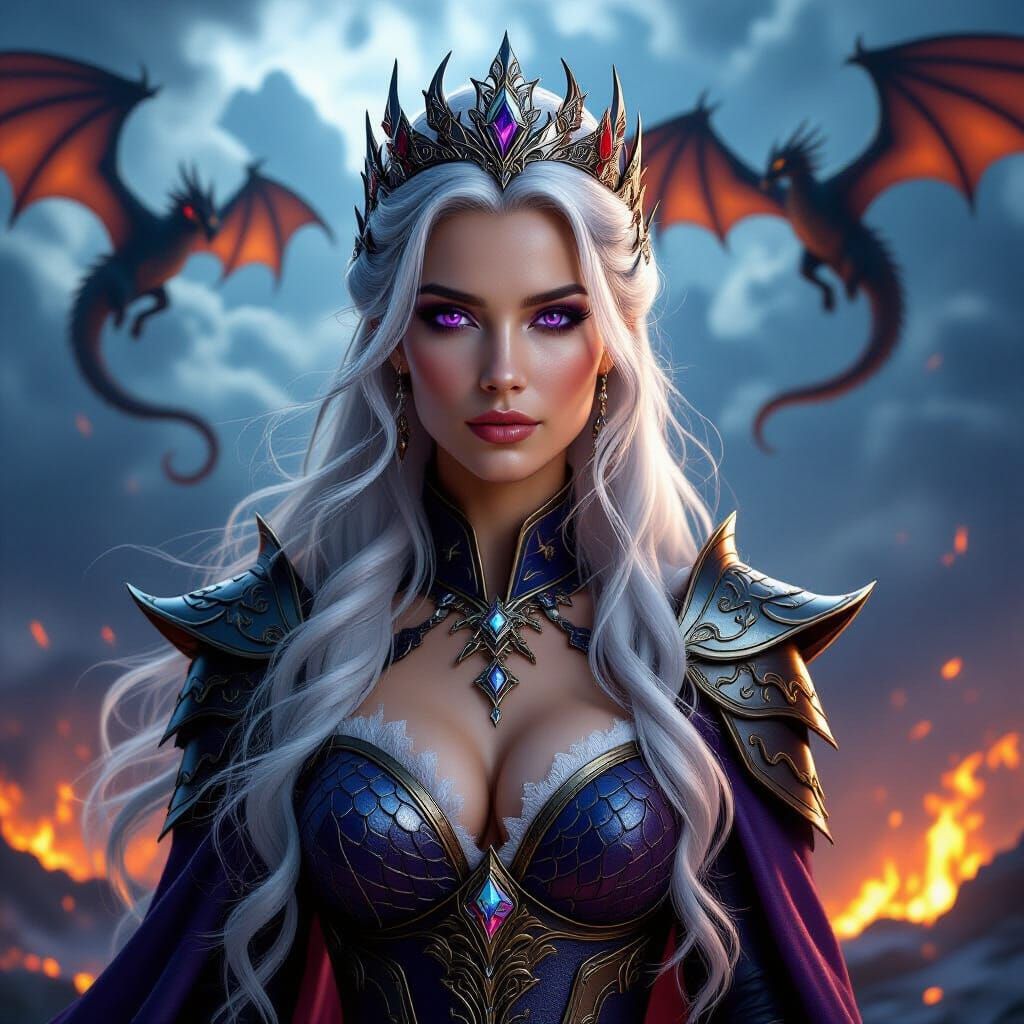 Regal Dragon Queen Portrait in Fantasy Realism