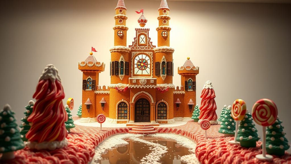A majestic Candy castle sculpted entirely from sugar rock ca...