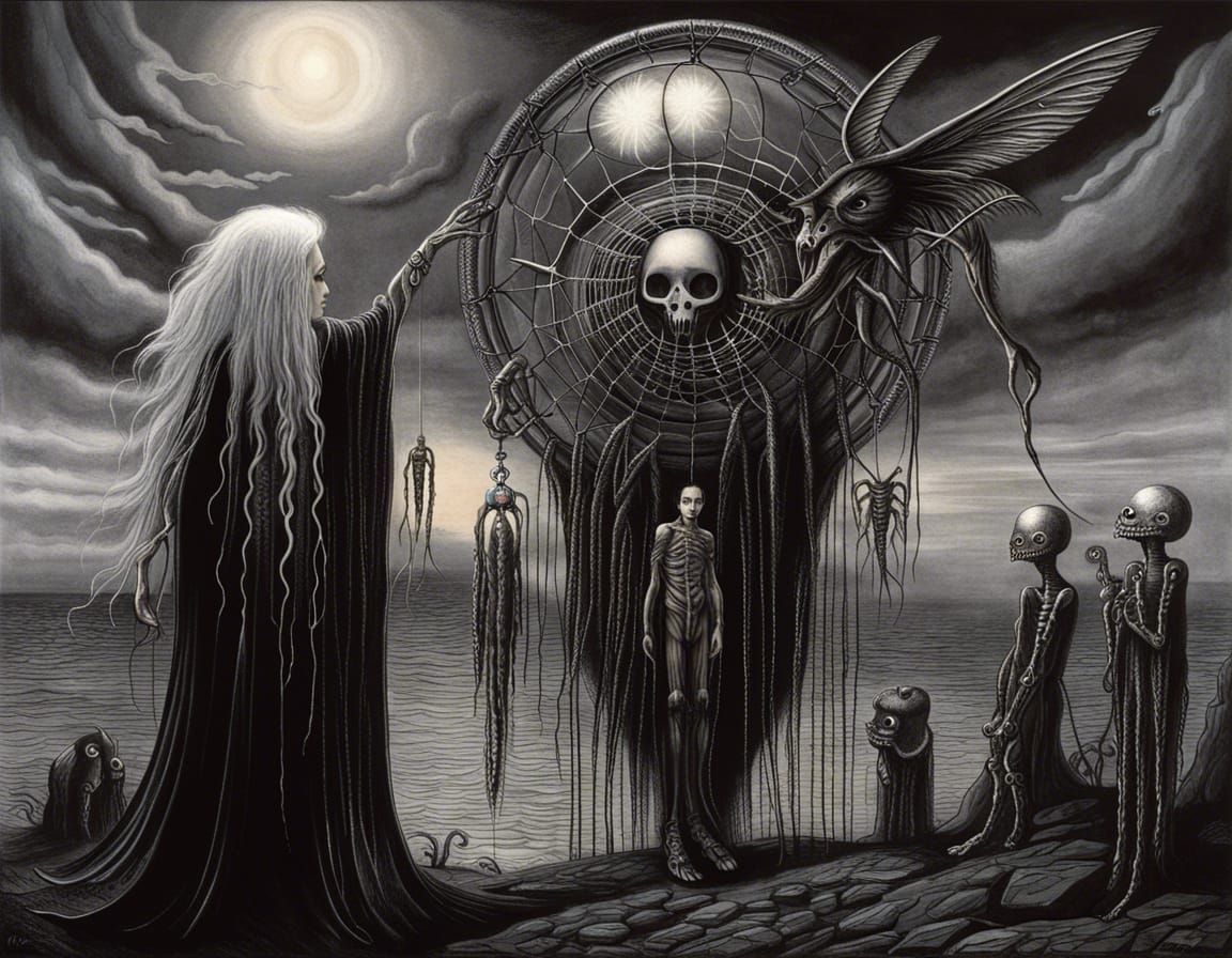 Dreamcatcher Against Nightmares: Dark Fantasy Art