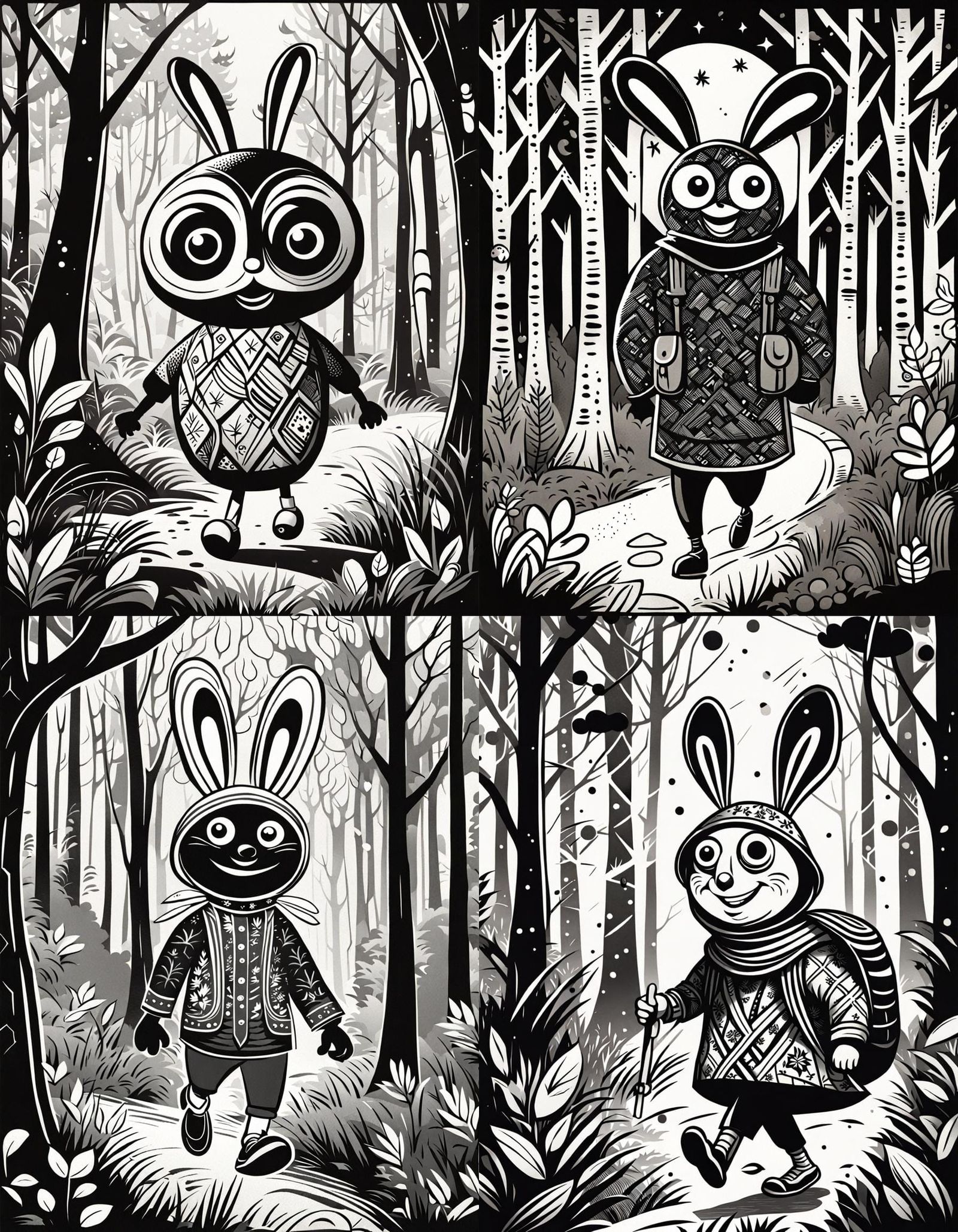 1920s Cartoon Character Walking Through Forest