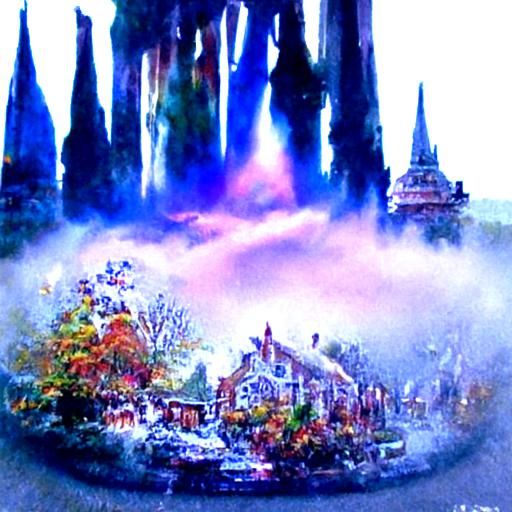 Ethereal Fantasy Scene in Thomas Kinkade Style