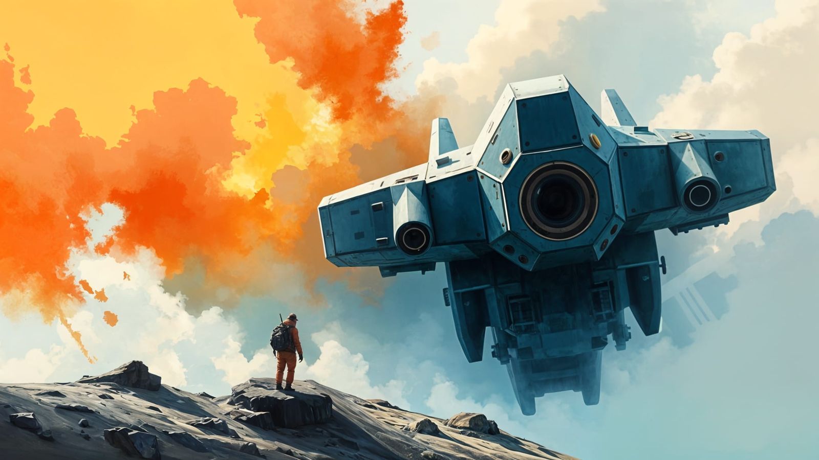 Epic Gouache Illustration of a Futuristic World