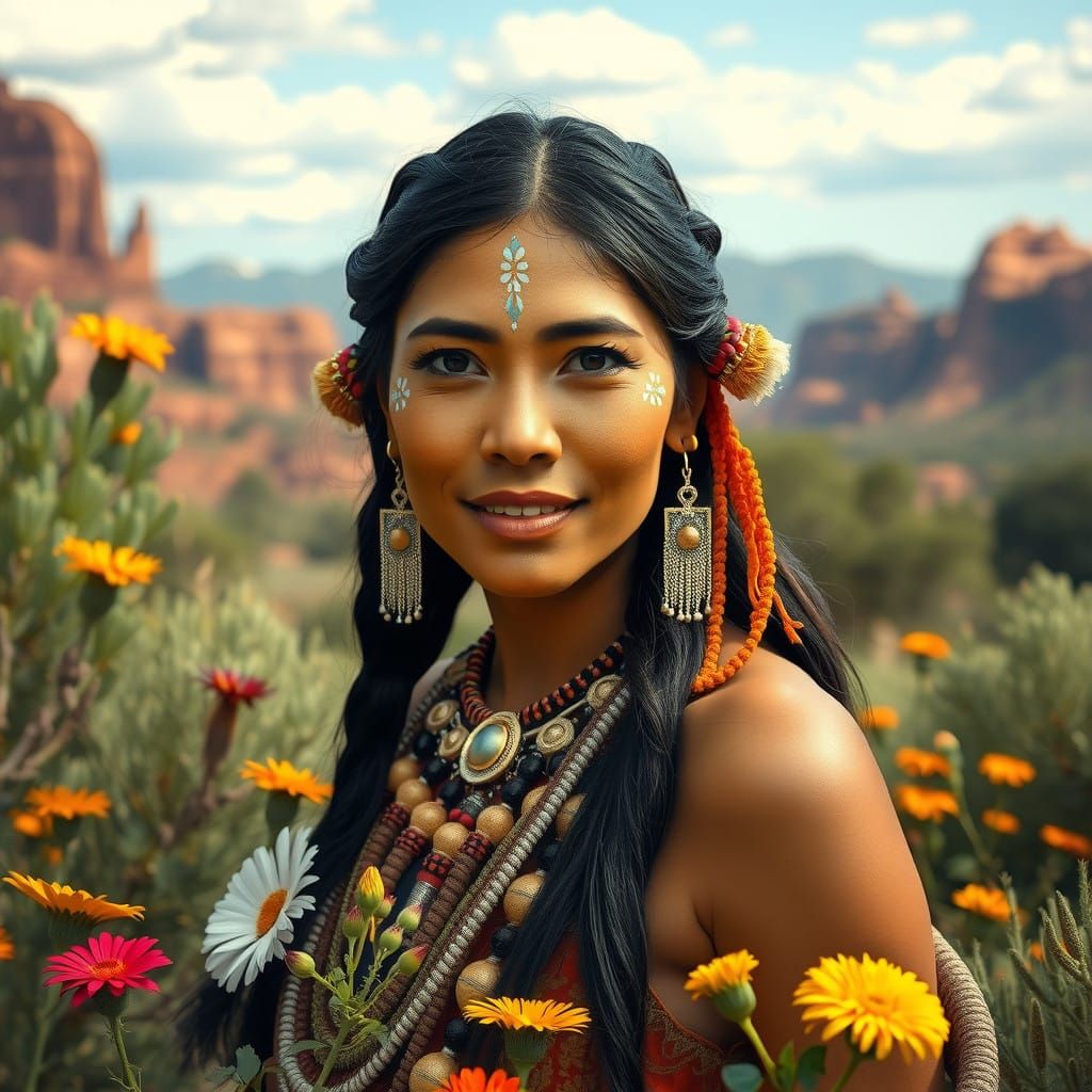 Regal Indigenous Woman in Natural Setting