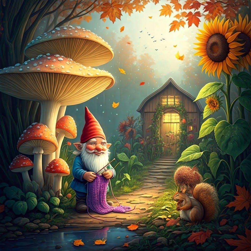 Enchanted Gnome Garden with Knitted Vegetables