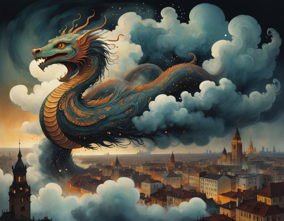 Feathered Serpent Releases Night Cloud: Art Nouveau Painting