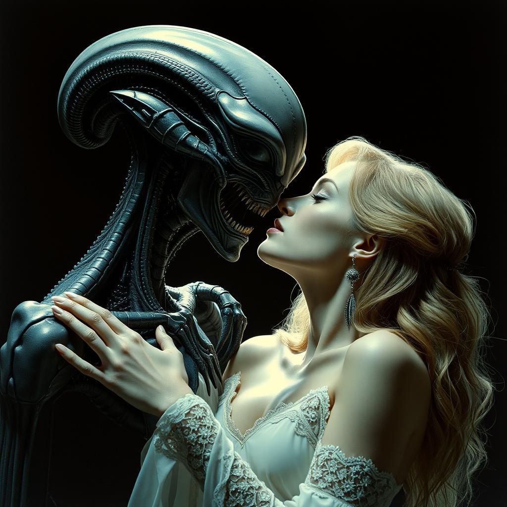 Lovecraftian Alien Vampire Seduction in Giger Style